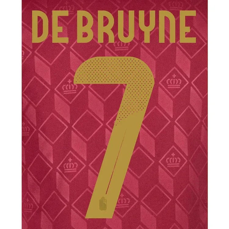 Belgium 2024/25 Home De Bruyne #7 Youth Jersey Name Set
