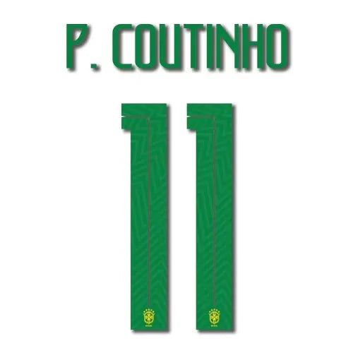Brasil 2018 Home P. Coutinho #11 Jersey Name Set