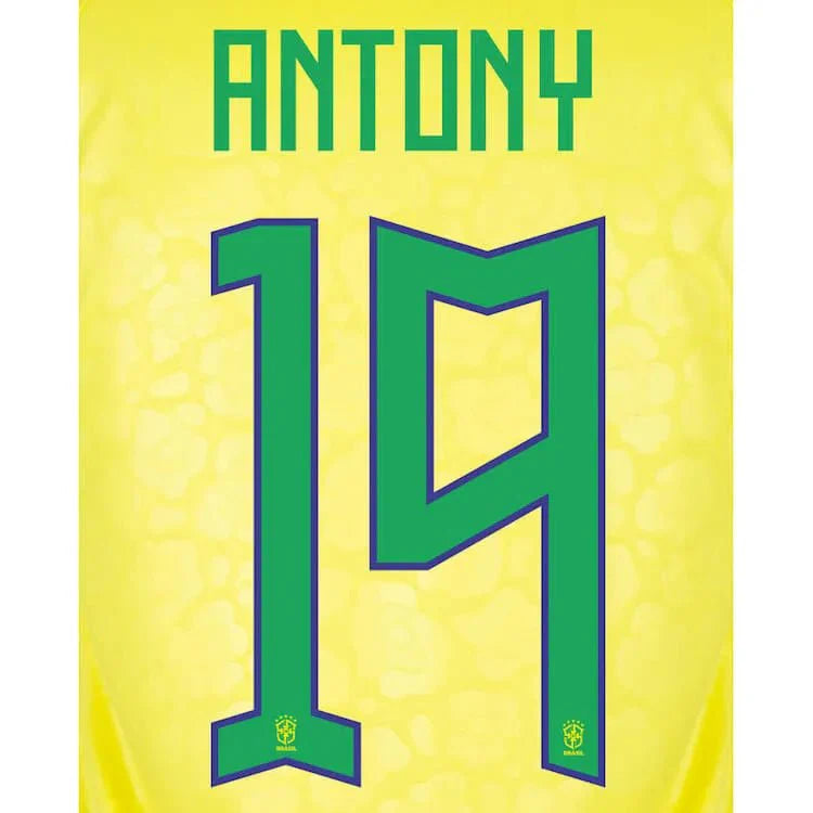 Brazil 2022-23 Home Antony #19 Jersey Name Set