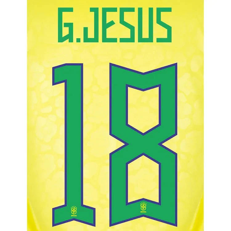 Brazil 2022-23 Home G. Jesus #18 Jersey Name Set