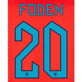 England 2022-23 Away Foden #20 Jersey Name Set