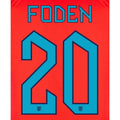 England 2022-23 Away Foden #20 Youth Jersey Name Set