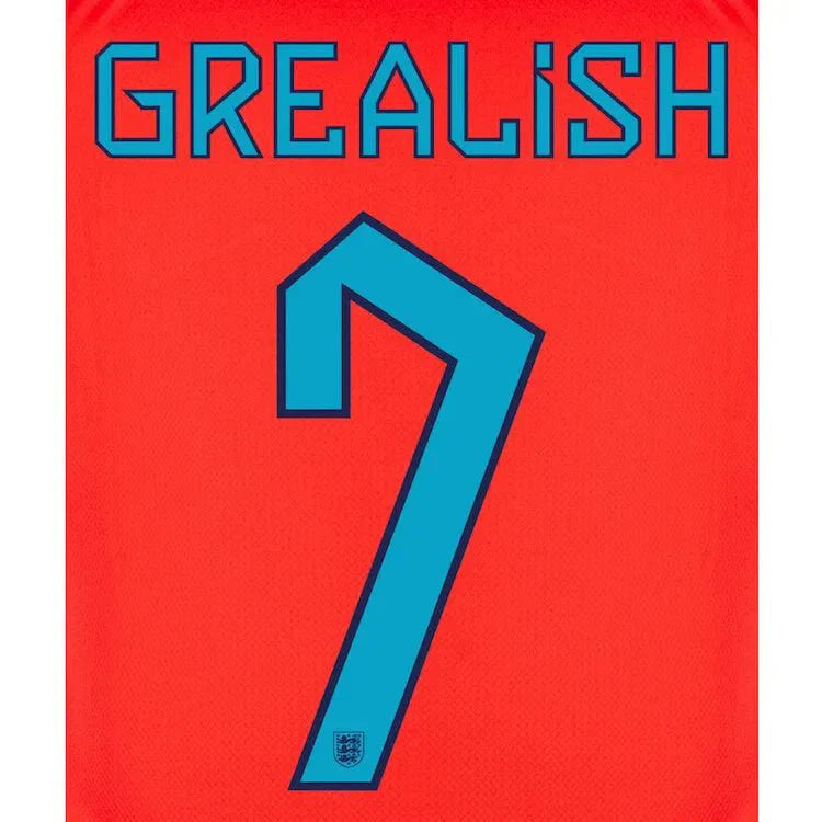 England 2022-23 Away Grealish #7 Jersey Name Set