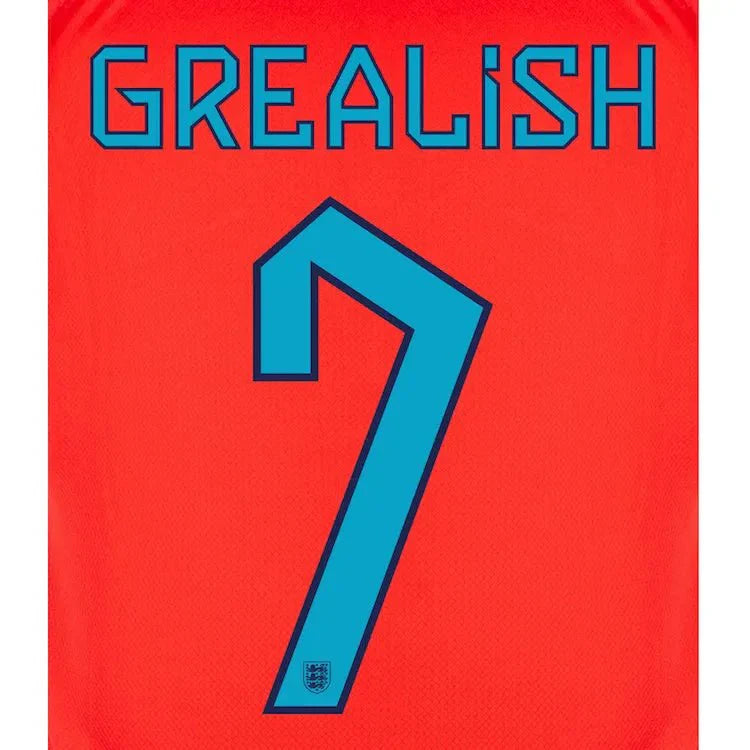 England 2022-23 Away Grealish #7 Youth Jersey Name Set