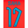 England 2022-23 Away Saka #17 Jersey Name Set