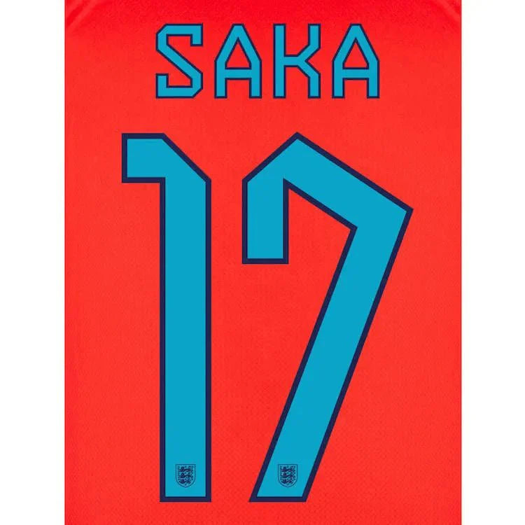 England 2022-23 Away Saka #7 Youth Jersey Name Set
