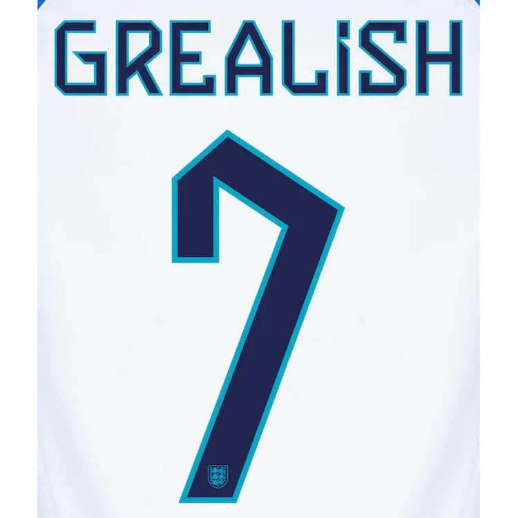 England 2022-23 Home Grealish #7 Jersey Name Set