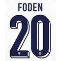 England 2024/25 Home Foden #20 Jersey Name Set