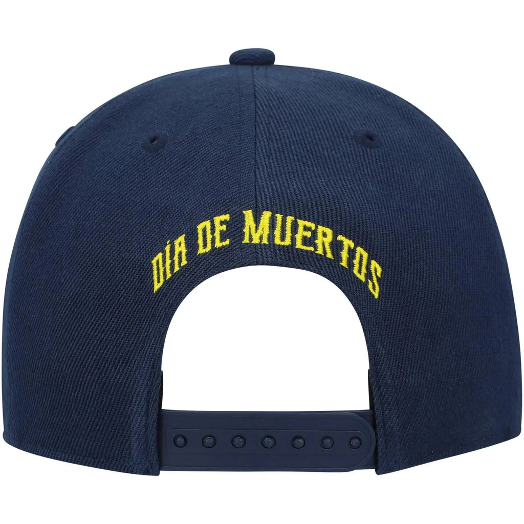 Fan Ink Collection Club America Day of the Dead Skull Snapback Hat - Navy-Blue
