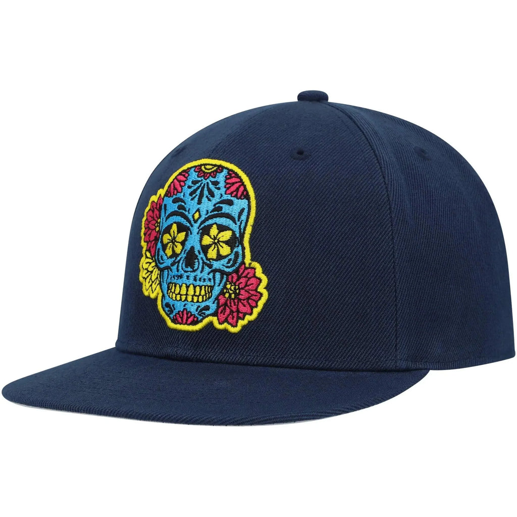 Fan Ink Collection Club America Day of the Dead Skull Snapback Hat - Navy-Blue