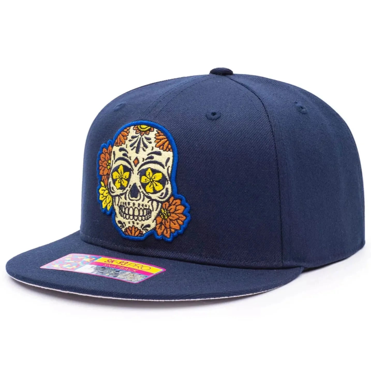 Fan Ink Collection Club America Day of the Dead Skull Snapback Hat -Navy-Yellow