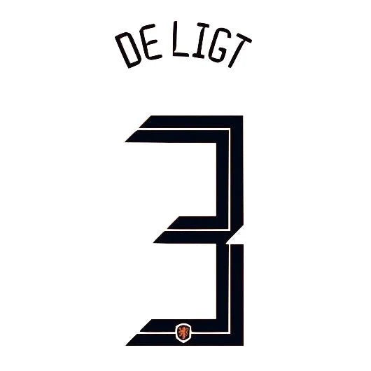 Netherlands 2020/21 Home De Ligit #3 Jersey Name Set