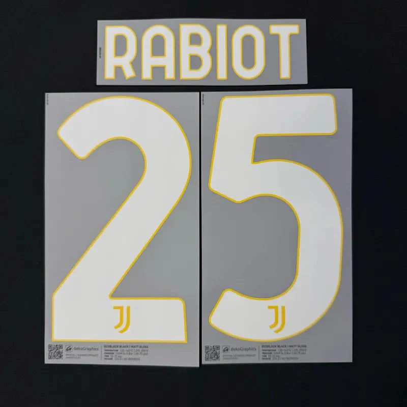 Juventus 2023-24 Home Rabiot #25 Jersey Name Set
