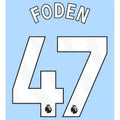 Manchester City 2023-Home Foden #47 Jersey Name Set-White