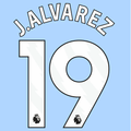 Manchester City 2023-Home J. Alvarez #19 Jersey Name Set-White