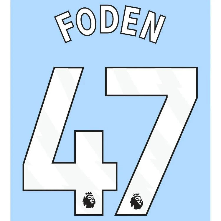 Manchester City 2023- Home Youth Foden #47 Jersey Name Set-White