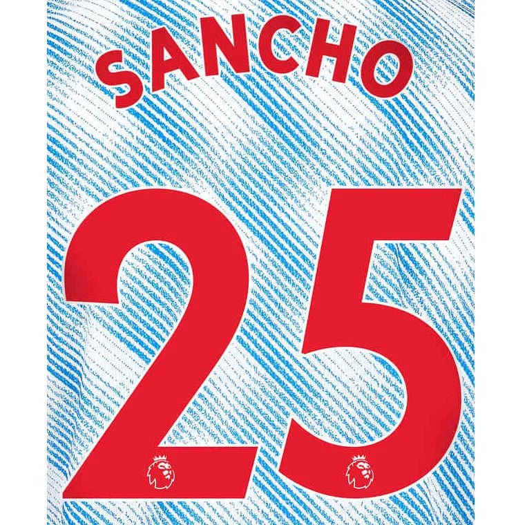 Manchester United 2021/22 Away Sancho #25 Jersey Name Set-Red