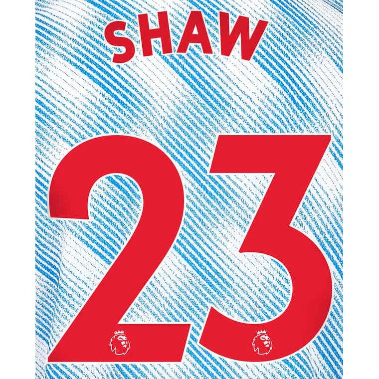 Manchester United 2021/22 Away Shaw #23 Jersey Name Set-Red