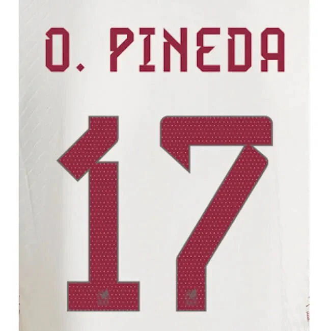 Mexico 2022-23 Away Pineda #17 Jersey Name Set