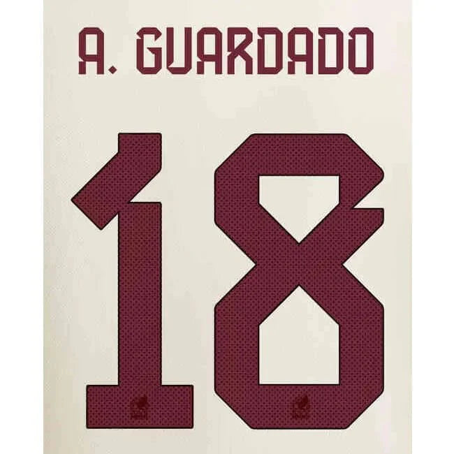 Mexico 2022/23 Away A. Guardado #18 Jersey Name Set