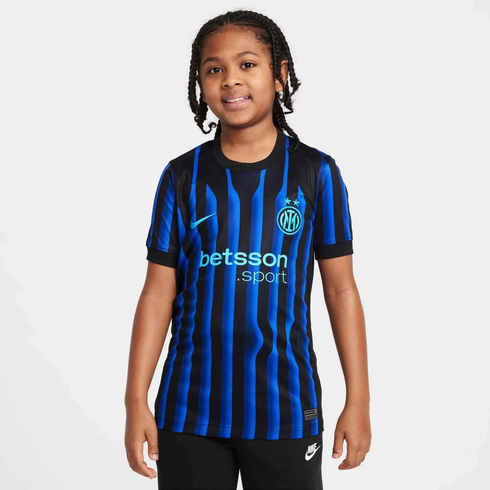Nike 2025-26 Inter Milan Youth Stadium Home Soccer Jersey