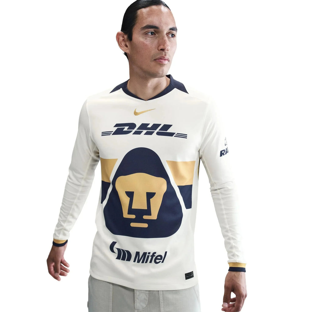 Nike 2025-26 Pumas Men's Stadium Home Long-Sleeve Soccer Jersey