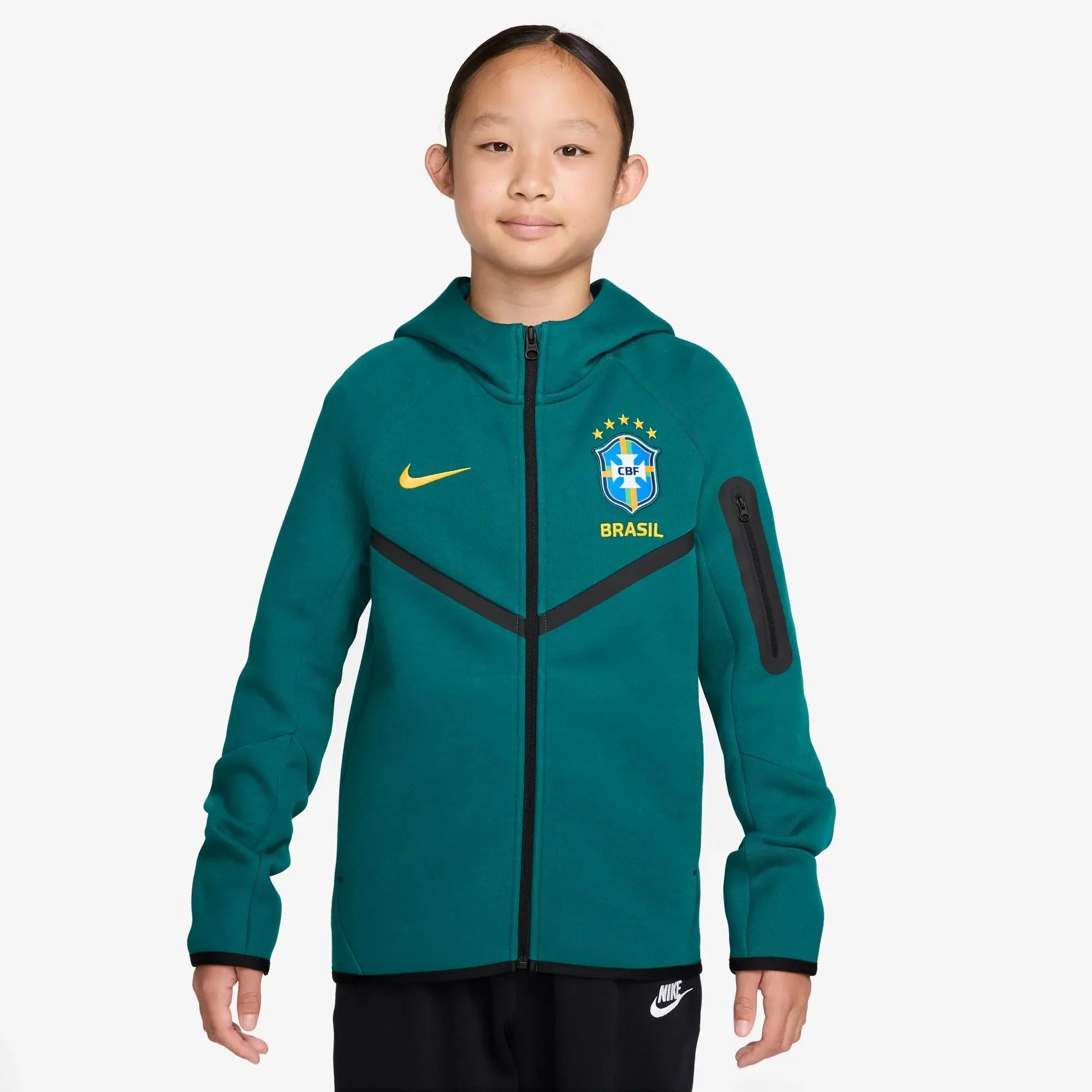 Nike 2026 Brazil Youth Full-Zip Tech Fleece Hoodie