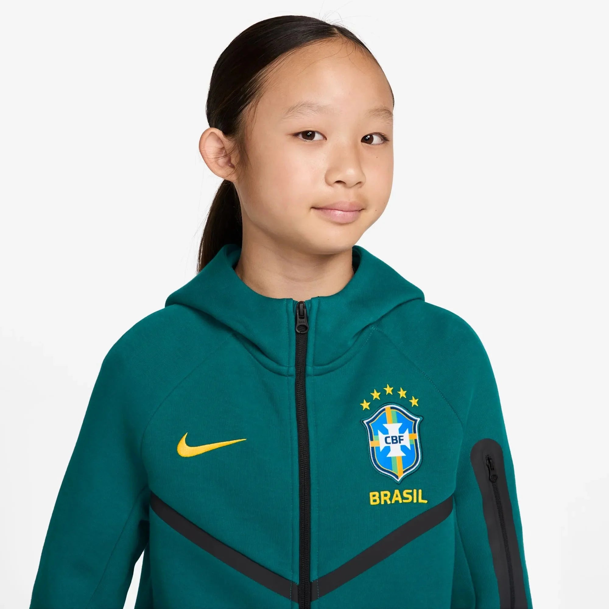 Nike 2026 Brazil Youth Full-Zip Tech Fleece Hoodie