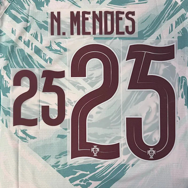 Portugal 2026- Away N.MENDES #25 Official Name Set