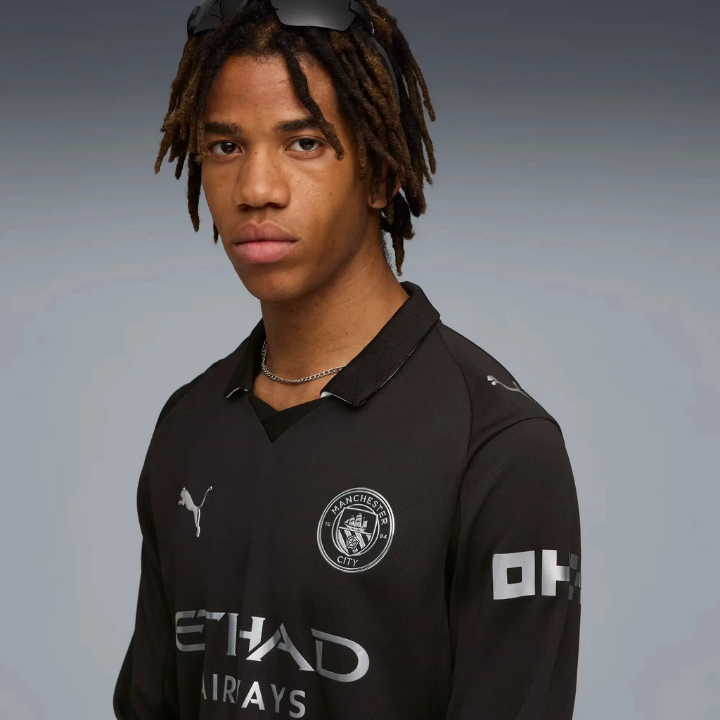 Puma 2025-26 Manchester City Men's Stadium Away Long-Sleeve Soccer Jersey