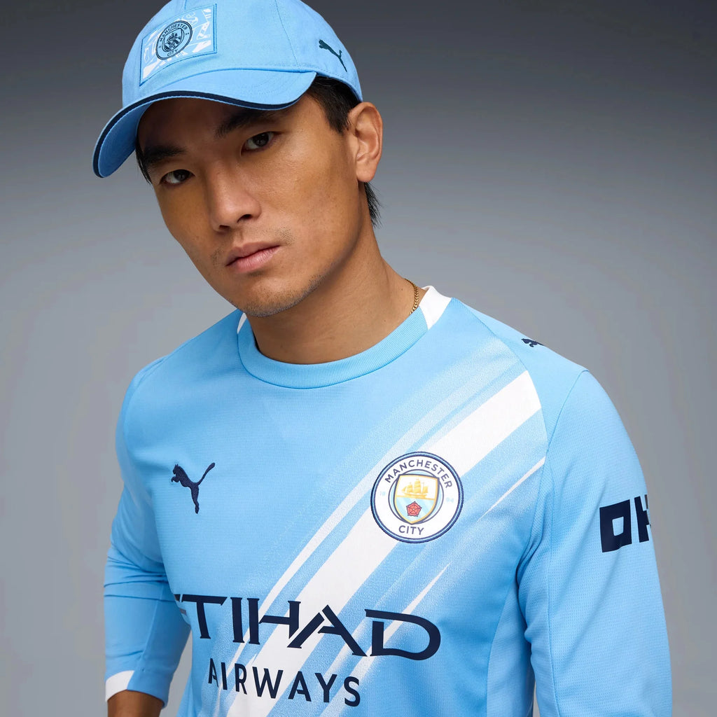 Puma 2025-26 Manchester City Men's Stadium Home Long-Sleeve Soccer Jersey