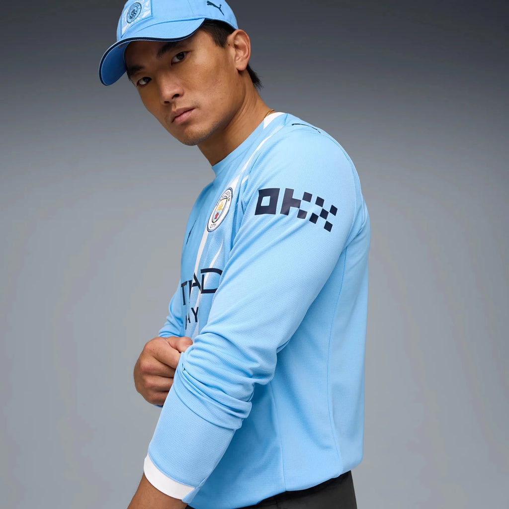 Puma 2025-26 Manchester City Men's Stadium Home Long-Sleeve Soccer Jersey