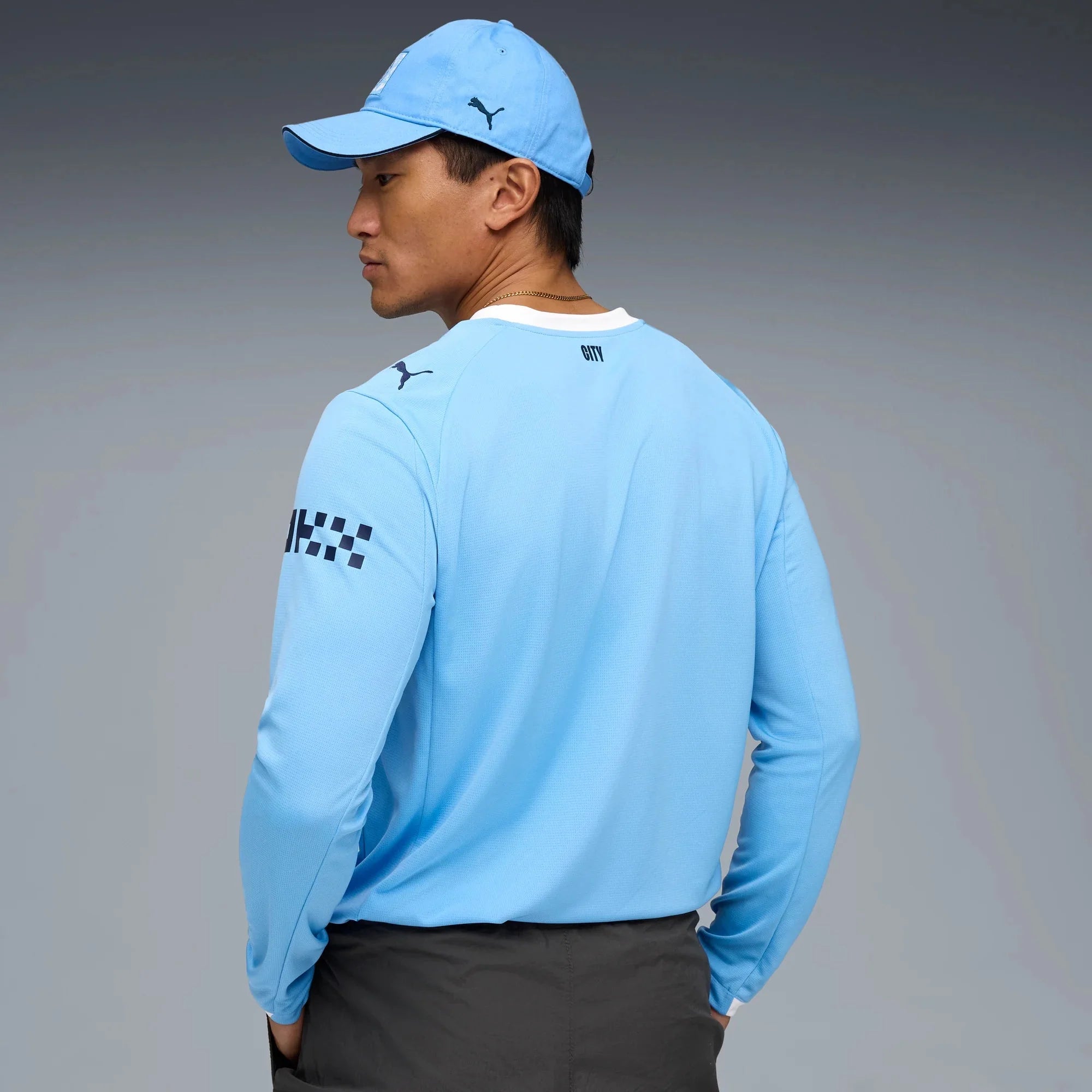 Puma 2025-26 Manchester City Men's Stadium Home Long-Sleeve Soccer Jersey