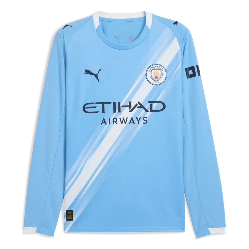 Puma 2025-26 Manchester City Men's Stadium Home Long-Sleeve Soccer Jersey