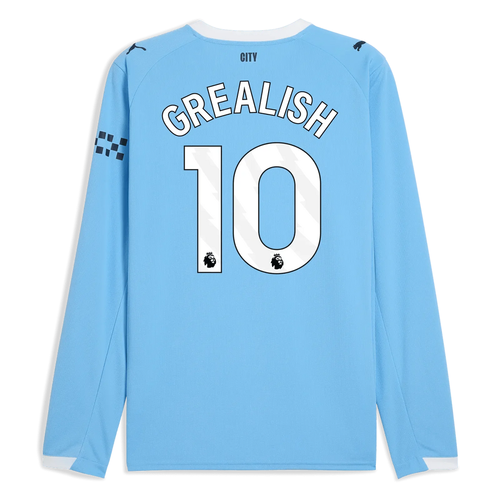 Puma 2025-26 Manchester City Men's Stadium Home Long-Sleeve Soccer Jersey