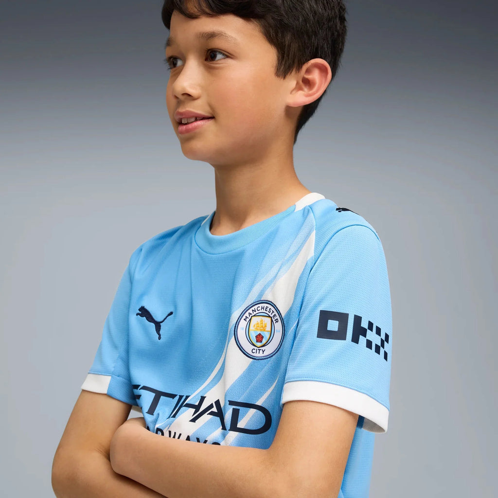 Puma 2025-26 Manchester City Youth Stadium Home Soccer Jersey