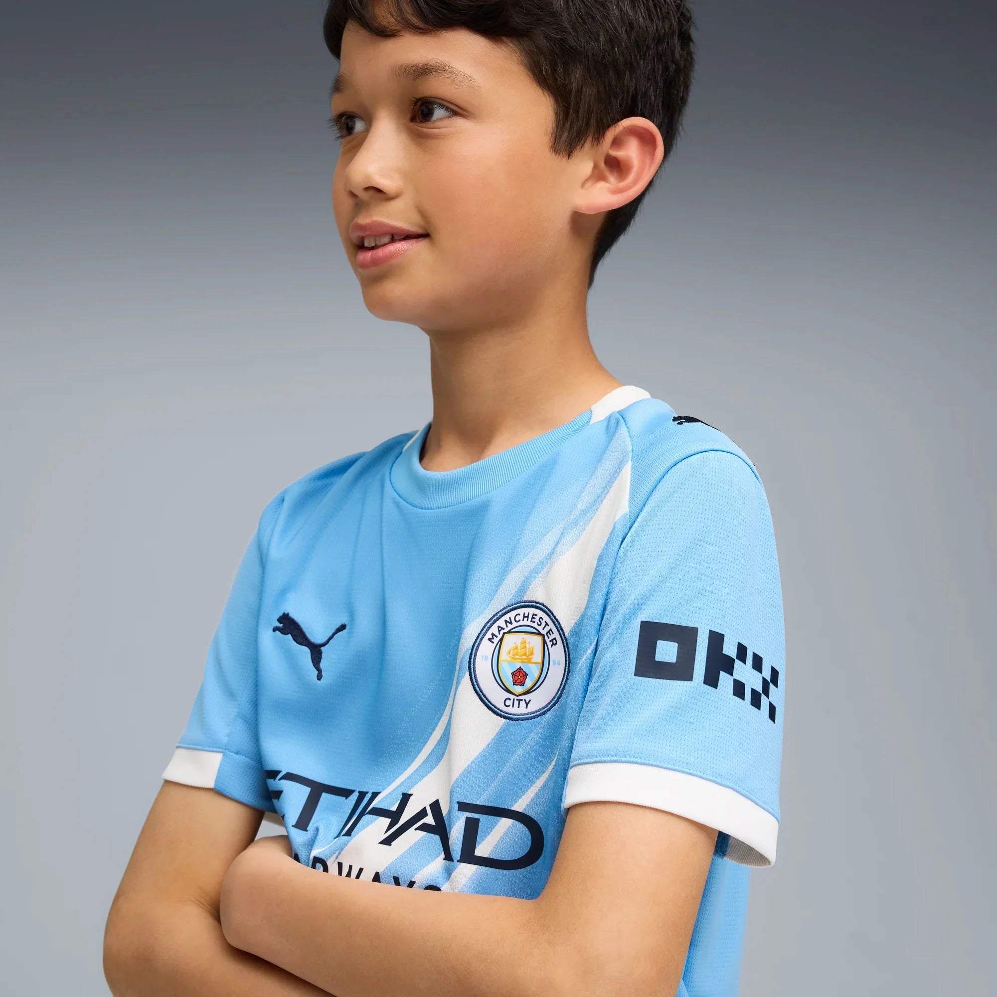Puma 2025-26 Manchester City Youth Stadium Home Soccer Jersey