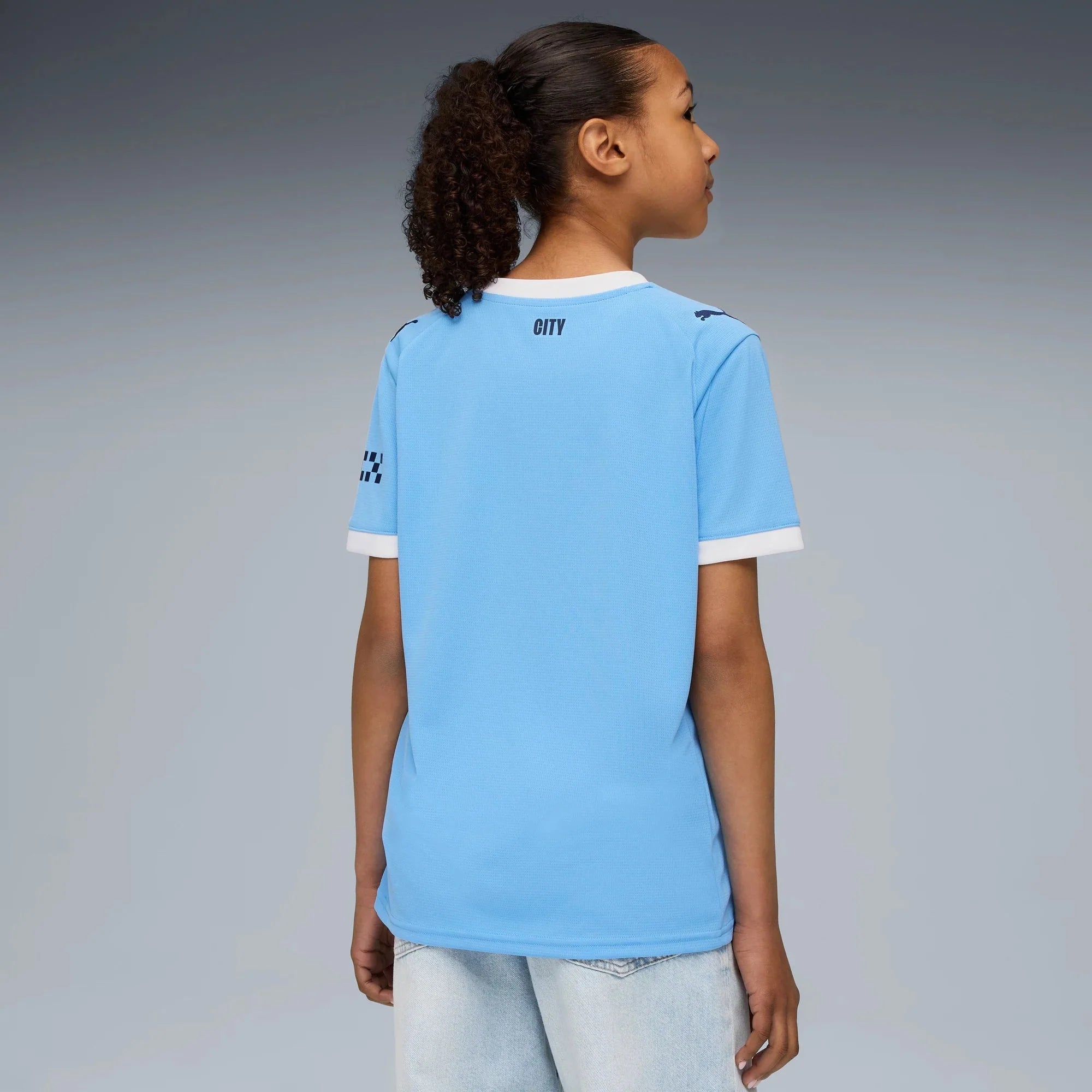 Puma 2025-26 Manchester City Youth Stadium Home Soccer Jersey