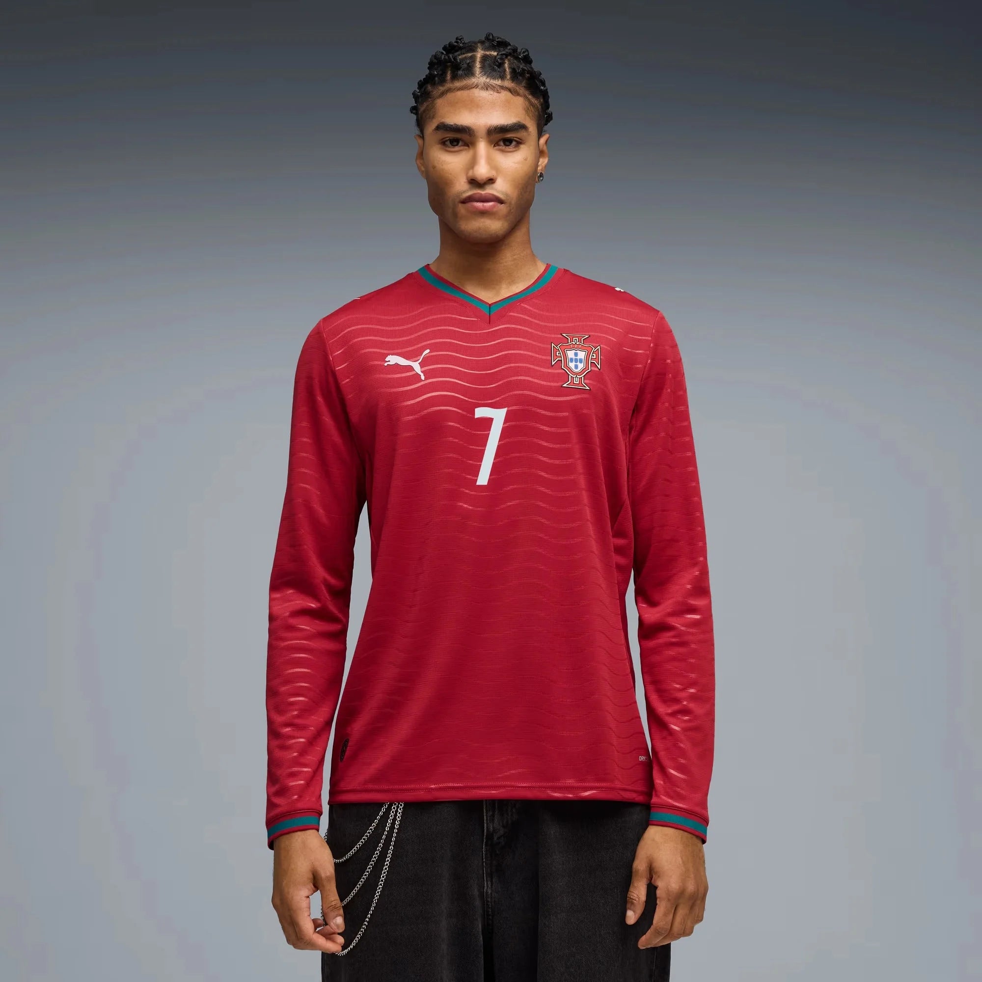 Puma 2026 Portugal Men's Stadium Home Ronaldo #7 Long-Sleeve Soccer Jersey