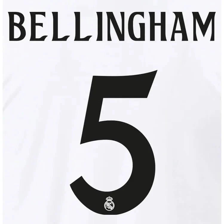 Real Madrid 2024/25 Home Bellingham #5 Jersey Name Set