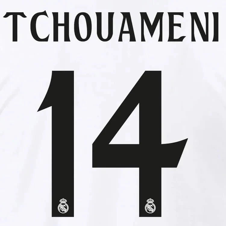 Real Madrid 2024/25 Home Tchouameni #14 Jersey Name Set