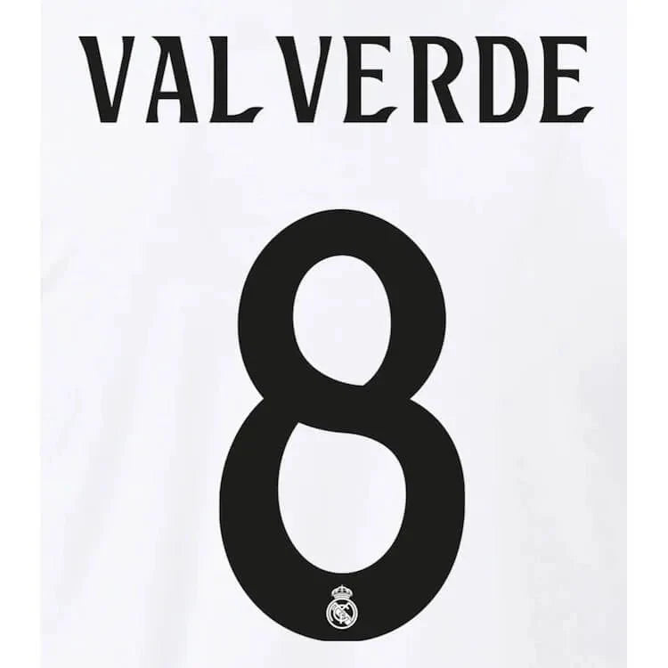 Real Madrid 2024/25 Home Valverde #8 Jersey Name Set