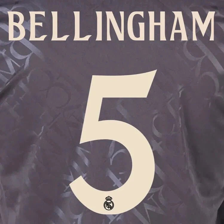 Real Madrid 2024/25 Third BELLINGHAM #5 Official Name Set (CL Version)