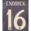 Real Madrid 2024/25 Third ENDRICK #9 Youth Official Name Set (CL Version)