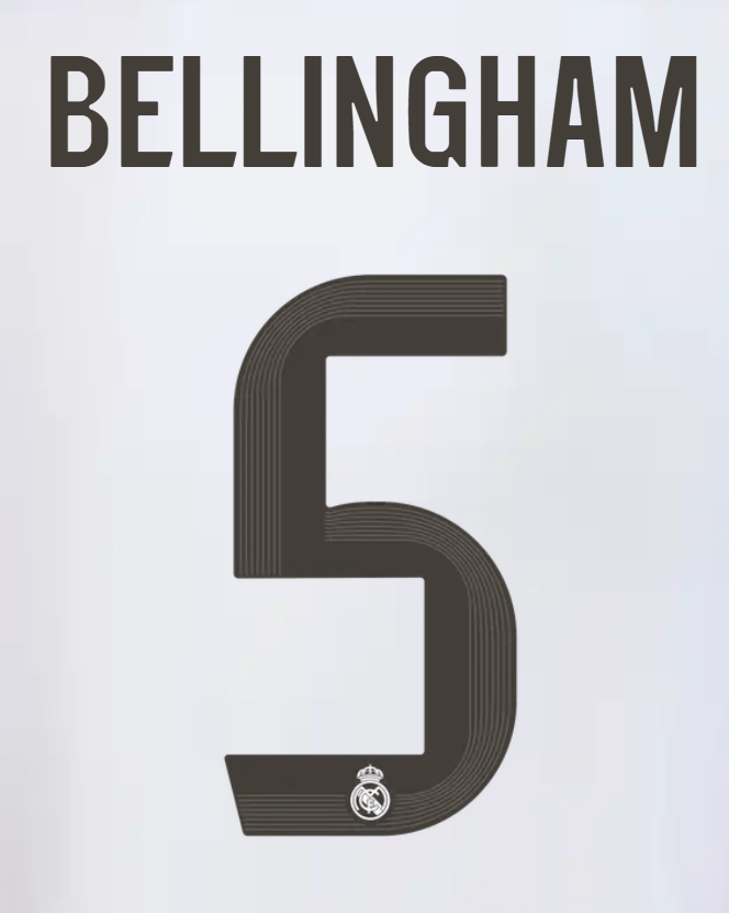 Real Madrid 2025/26 Home BELLINGHAM #5 Official Name Set