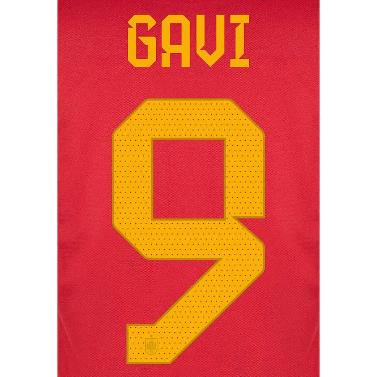 Spain 2022-23 Home Gavi #9 Youth Jersey Name Set
