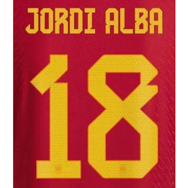 Spain 2022-23 Home J. Alba #18 Jersey Name Set