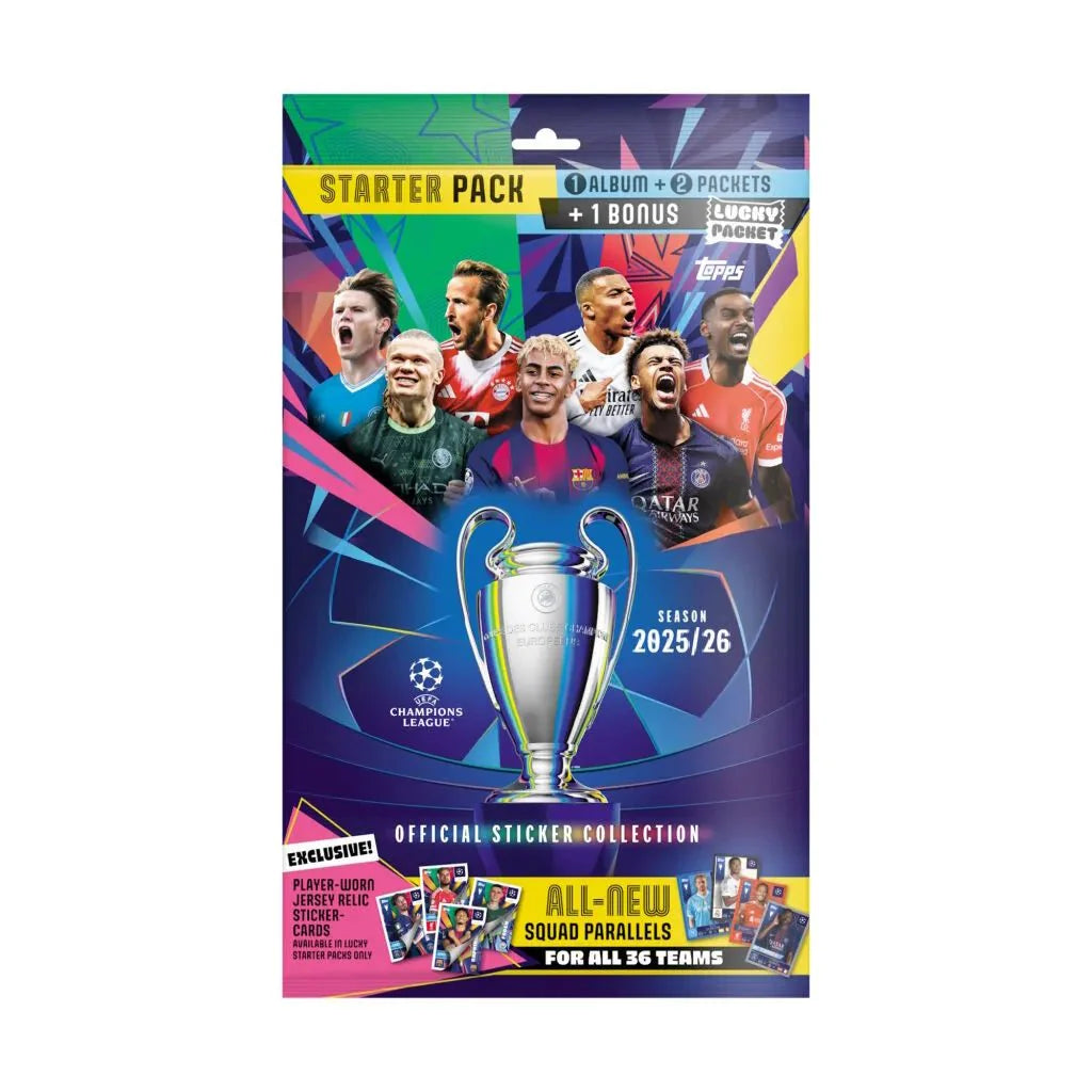 Topps 2025-26 UEFA Champions League Stickers Mega Starter Pack (Album + 43 Stickers)