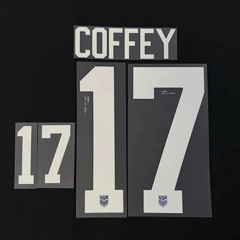 USWNT 2022/24 Away  Coffey #17 Official Name Set 10"